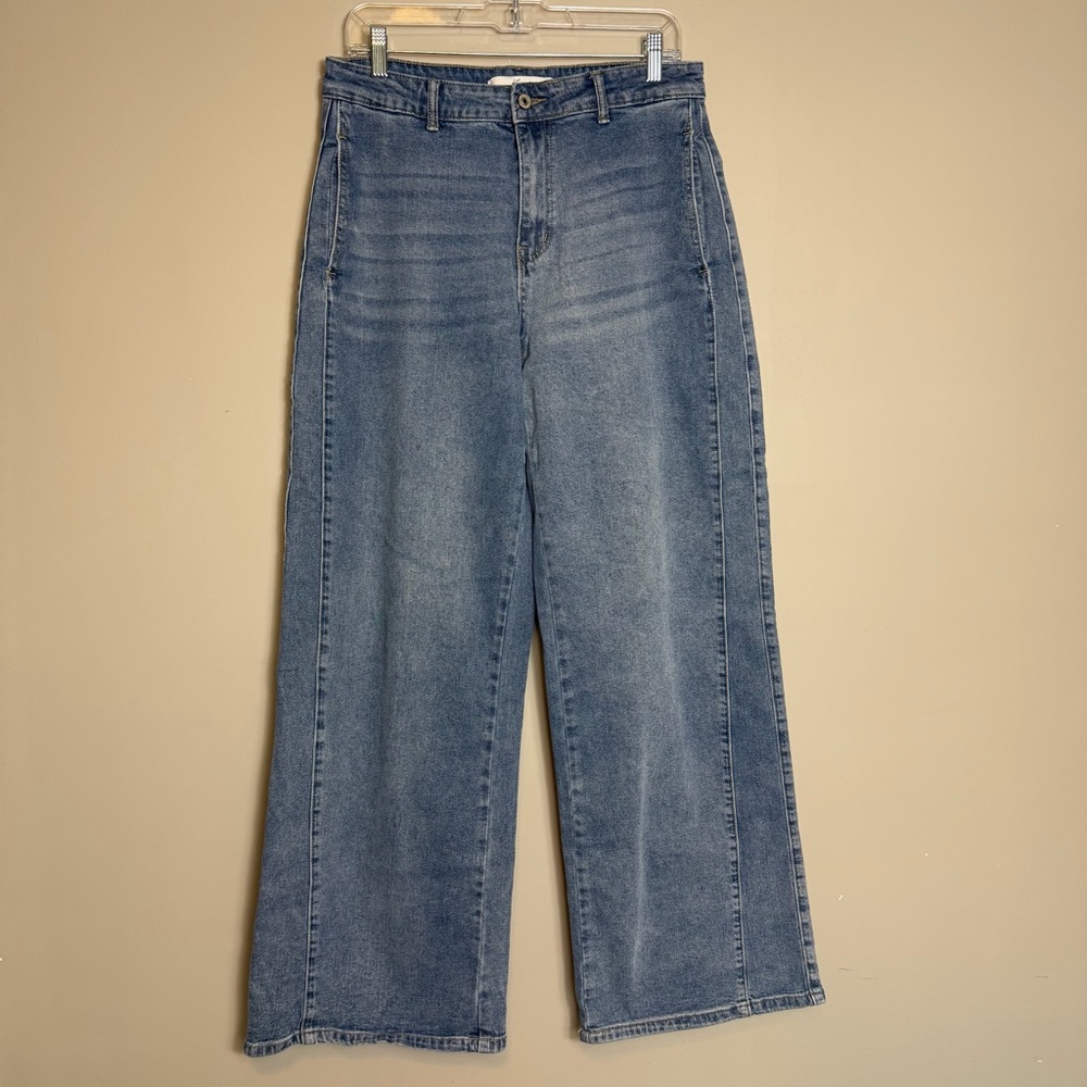 KanCan Wide Leg Blue Jeans Size 11 29 Denim Baggy Panel Detail High Rise